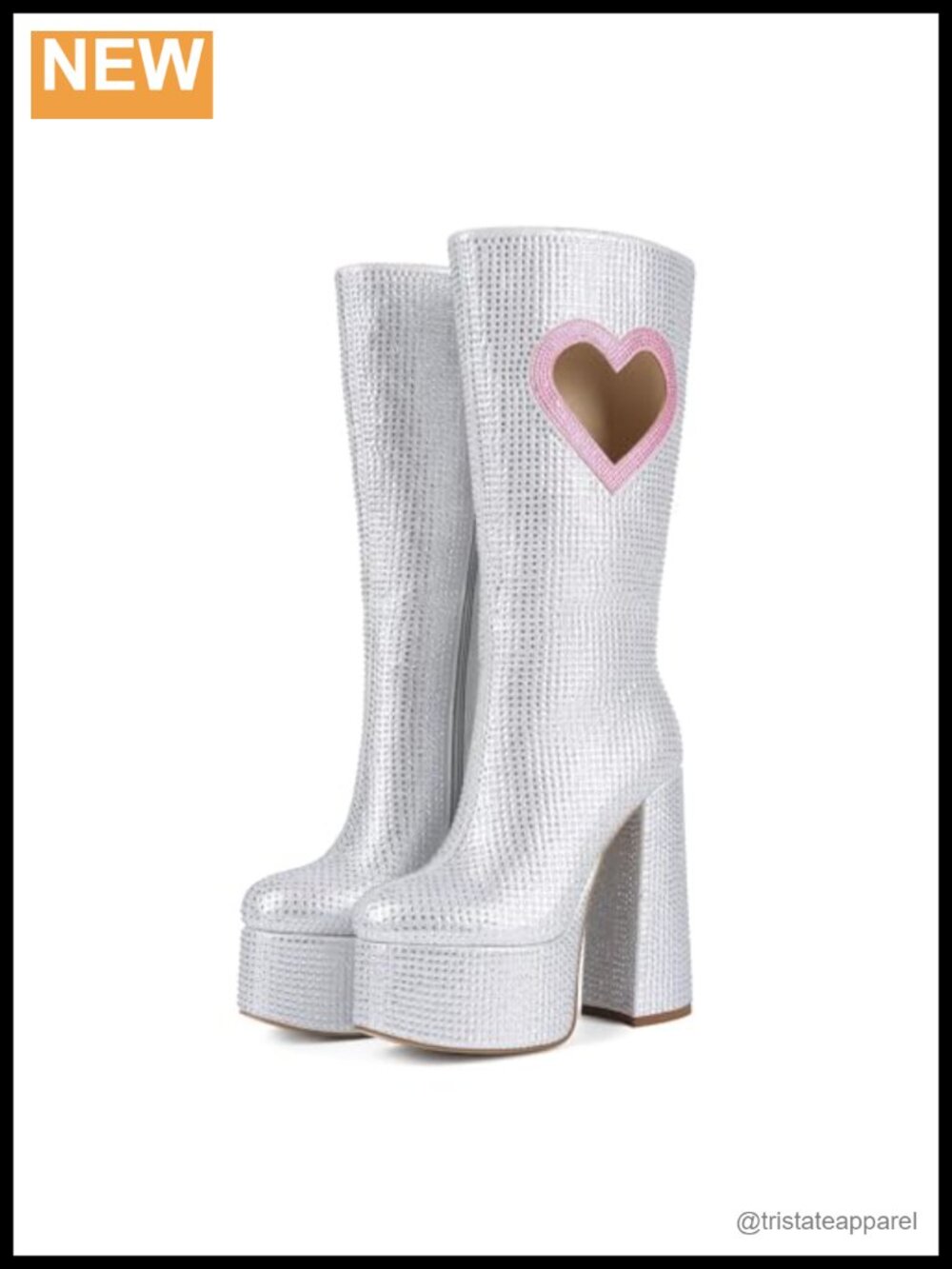 Chunky Platform Knee High Heeled Boots Wide Calf Large Size